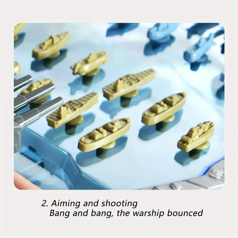Navy Battleship Shooting Board Game  2-Player Marble Combat Game
