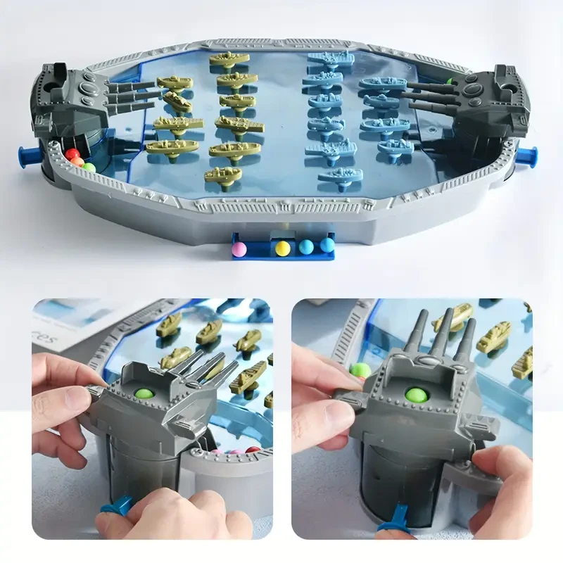 Navy Battleship Shooting Board Game  2-Player Marble Combat Game