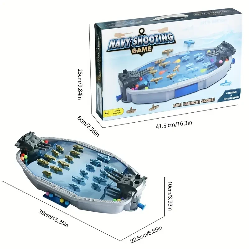 Navy Battleship Shooting Board Game  2-Player Marble Combat Game