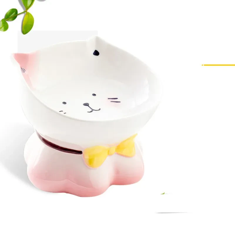 Ceramic cat bowl cats protect cervical vertebrae