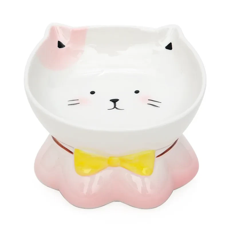 Ceramic cat bowl cats protect cervical vertebrae