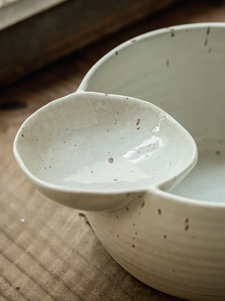 Self-contained Dipping Dish Snack French Fries Ceramic Snack Bowl