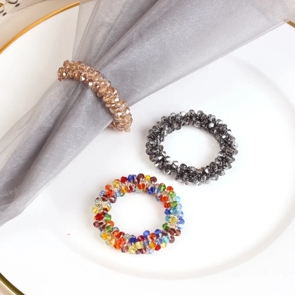 Creative Color Crystal String Beads Napkin Ring