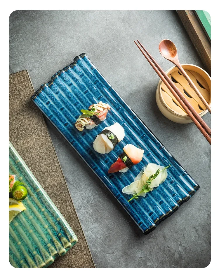 Creative Ceramic Strip Flat Plate Cheese Pizza Tray