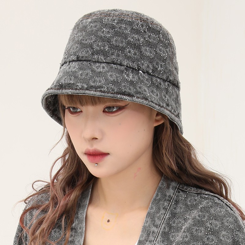Vintage Washed Spray Horse Presbyopia Denim Bucket Hat