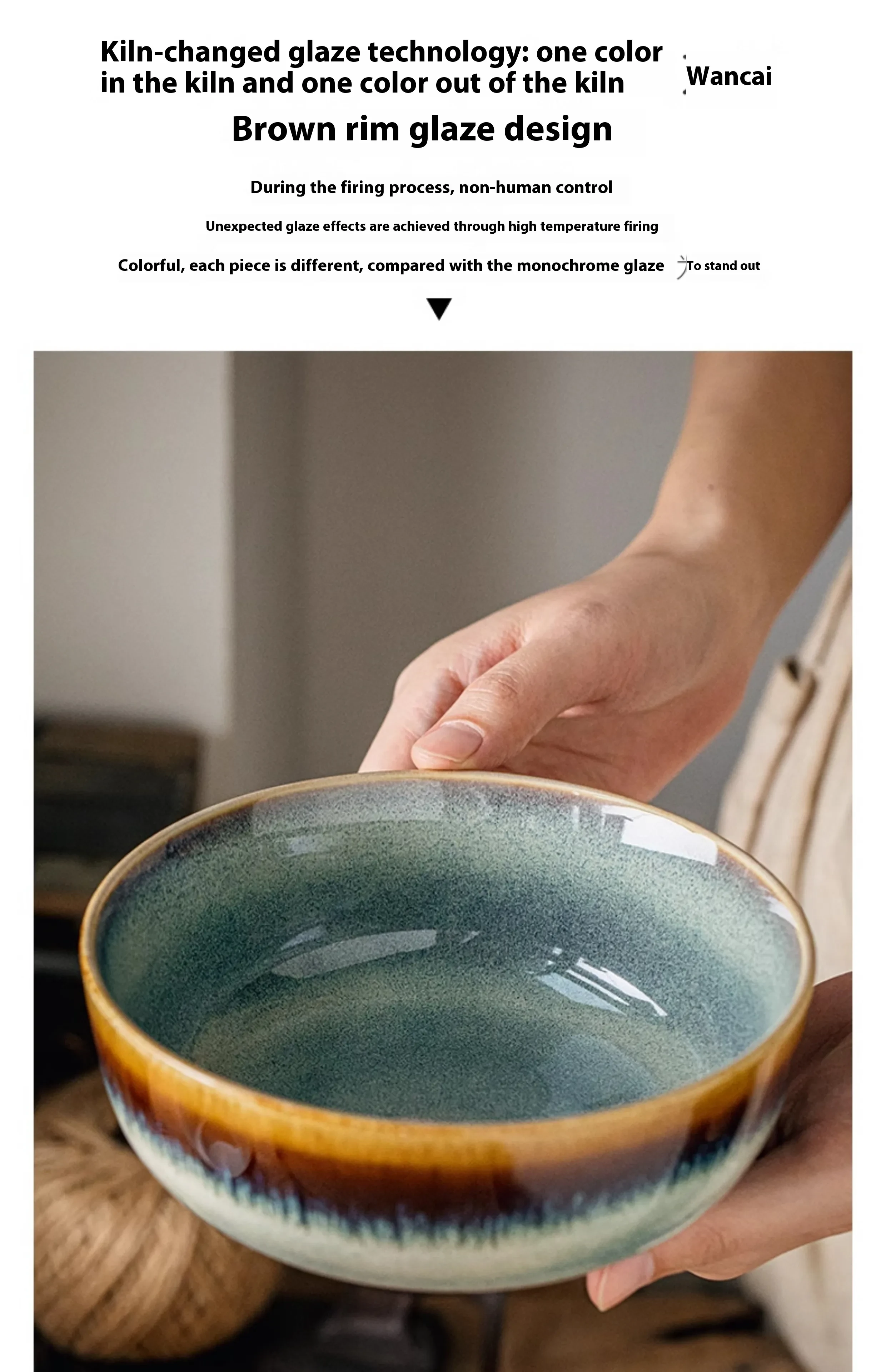 Tableware 65-inch Noodle Bowl Retro Ceramic Bowl