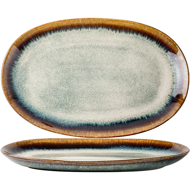 Oval Ceramic Steamed Fish Plate Slight Flaw