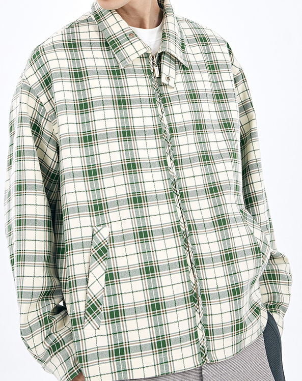 Original Design Jacket In Green Plaid Fabric