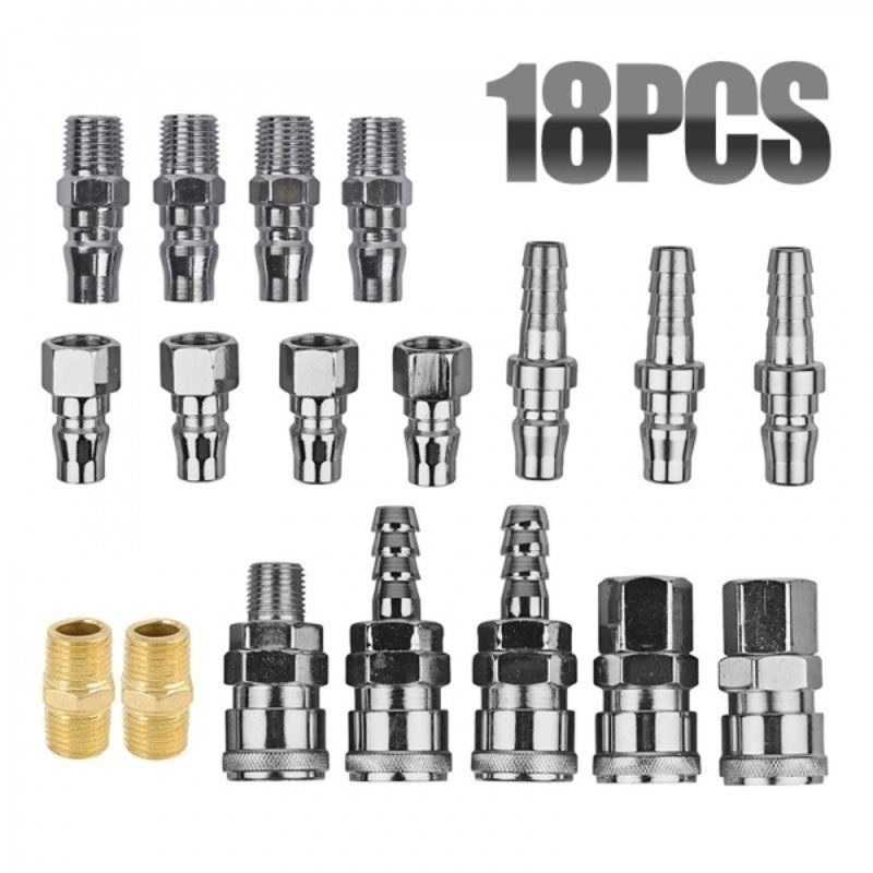 18pcs Air Hose Fittings Nitto Type Compressor Couplings Tools