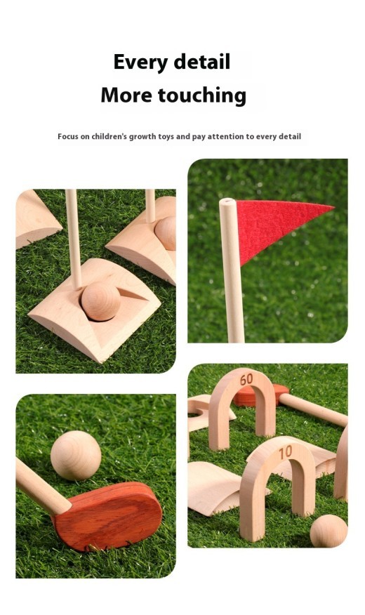 Children's Wooden Simulation Golf Suit Toy Gate Ball Sports Indoor Sports Fitness Parent-child Interactive Game