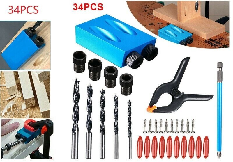 34pcs Pocket Hole Jig Set