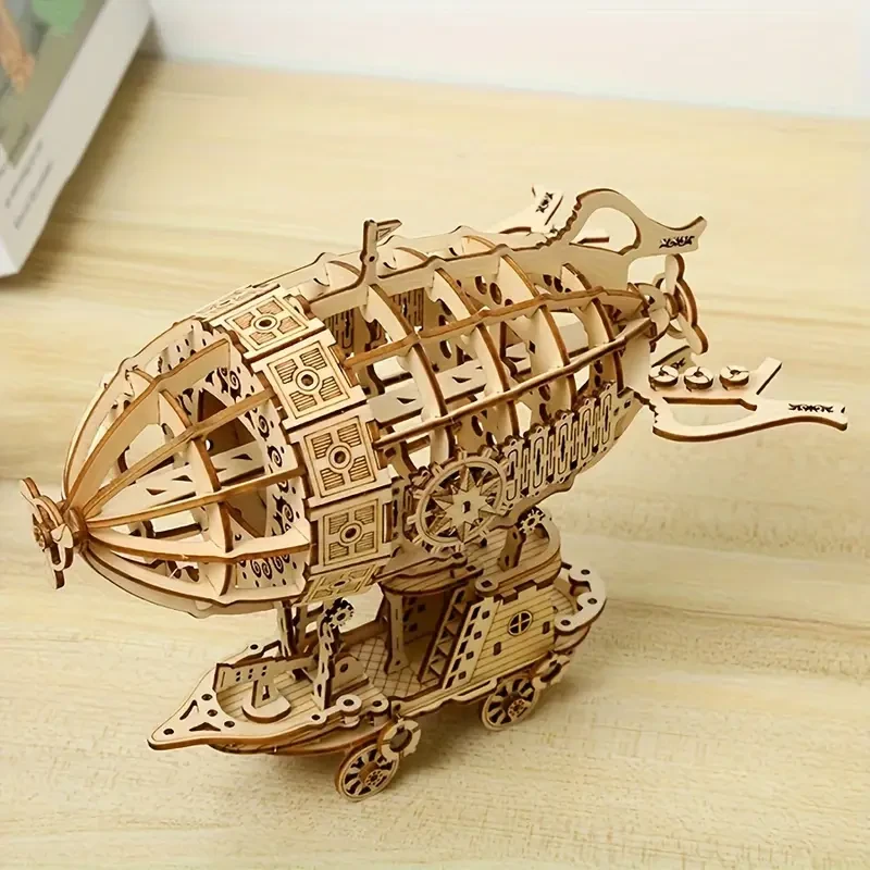 Handcrafted 3D Wooden Airship Puzzle
