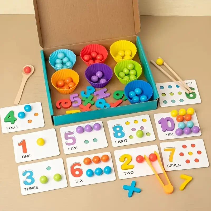 A set of wooden number counting games