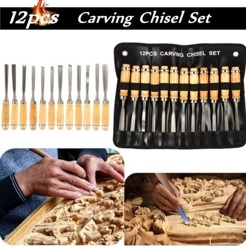 12PCS Wood Carving Knife Hand Chisel Set