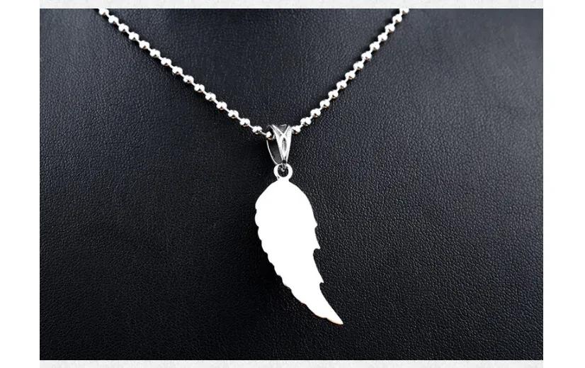 Titanium Steel Rose Feather Pendant