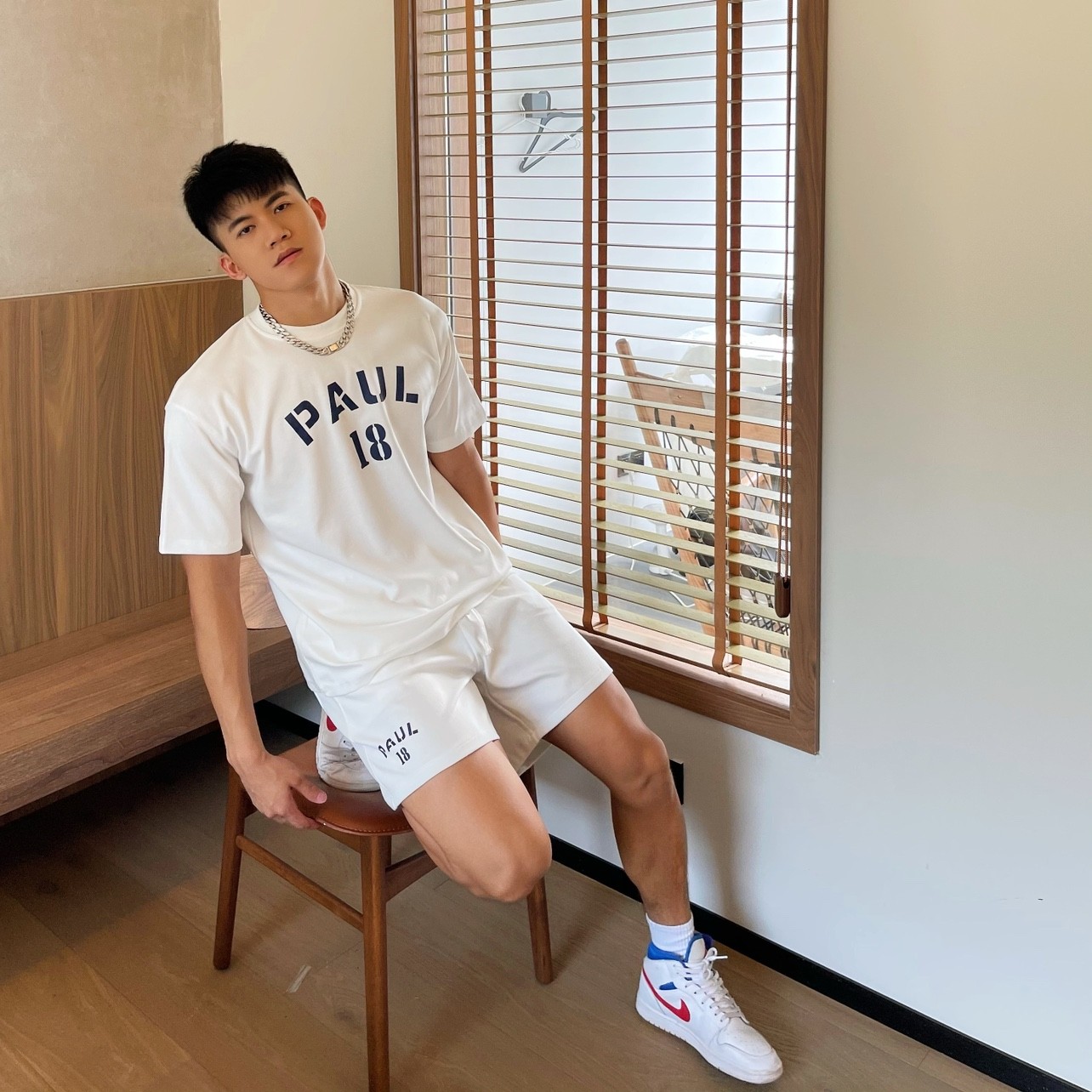 Bare Arms Summer New Simple Print Breathable Sports Loose Casual Suit Short Sleeve Shorts Two Piece Set