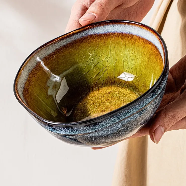 Retro Irregular 55-inch Ceramic Oatmeal Bowl Household