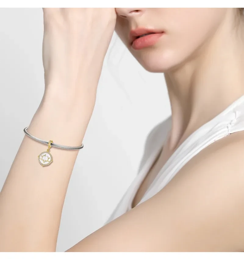 Deer Horn Crown Pendant Christmas Series 925 Silver Gilded Necklace Bracelet Diy Pendant