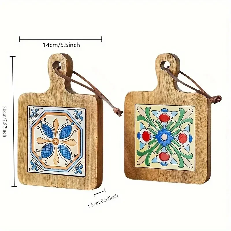 4pcs Floral Wooden Trivets - High-Temperature Resistant Heat