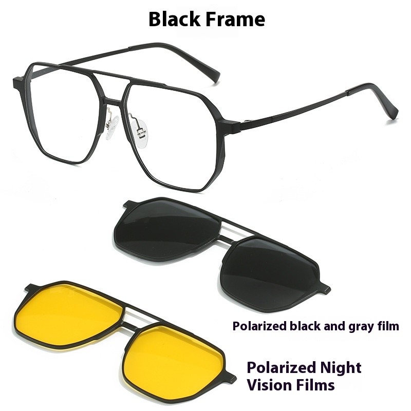 Driving Men's Three-in-one Magnetic Aluminum Magnesium Glasses