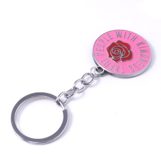 Red rose flower keychain