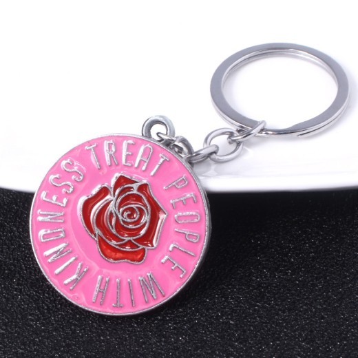 Red rose flower keychain