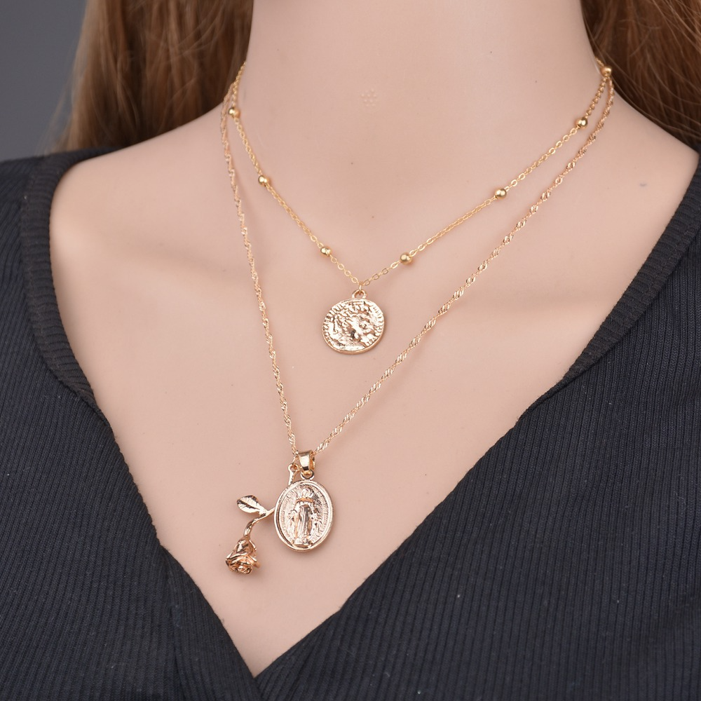 Multi-layer rose necklace