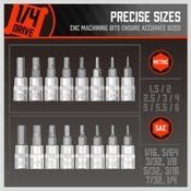 Hex Bit Socket Set Metric & SAE Allen Key S2 Steel Adapter