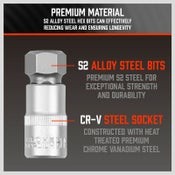 Hex Bit Socket Set Metric & SAE Allen Key S2 Steel Adapter