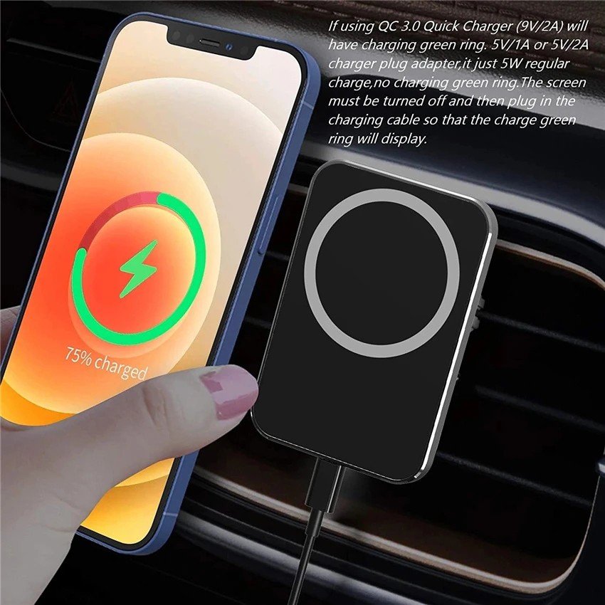 100W Magnetic Car Wireless Charger - Air Vent Phone Holder Stand for iPhone 15, 14, 13, 12 Pro Max
