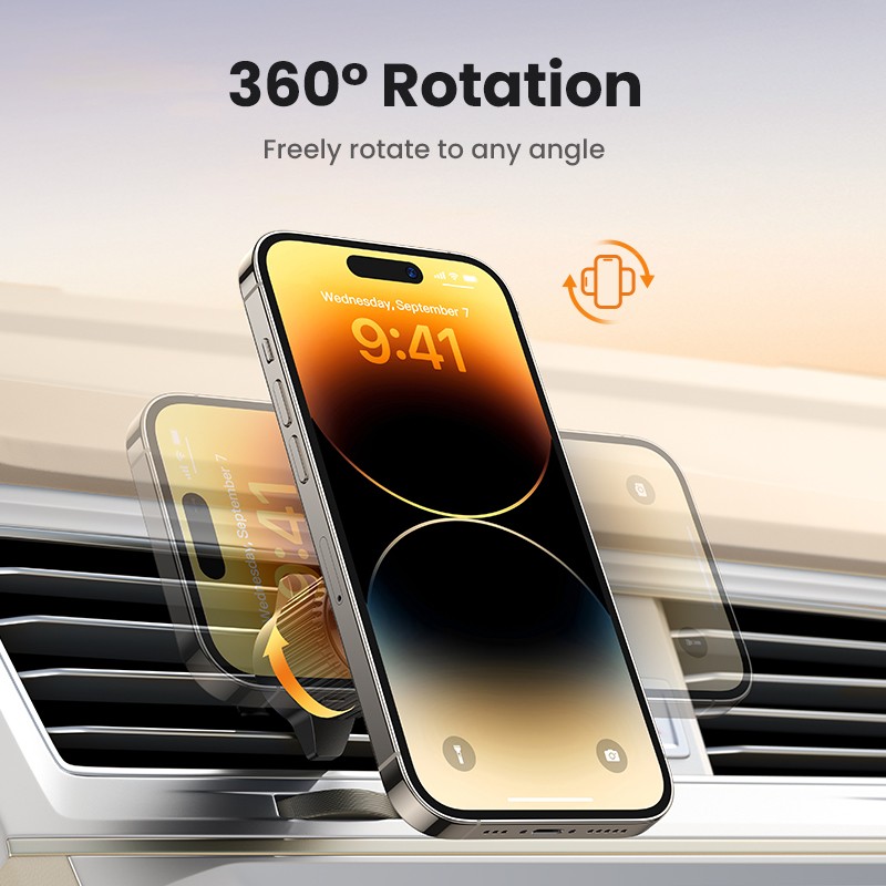 UGREEN Magnetic Car Phone Holder Wireless Charger Stand for iPhone 15, 14, 13 Pro Max