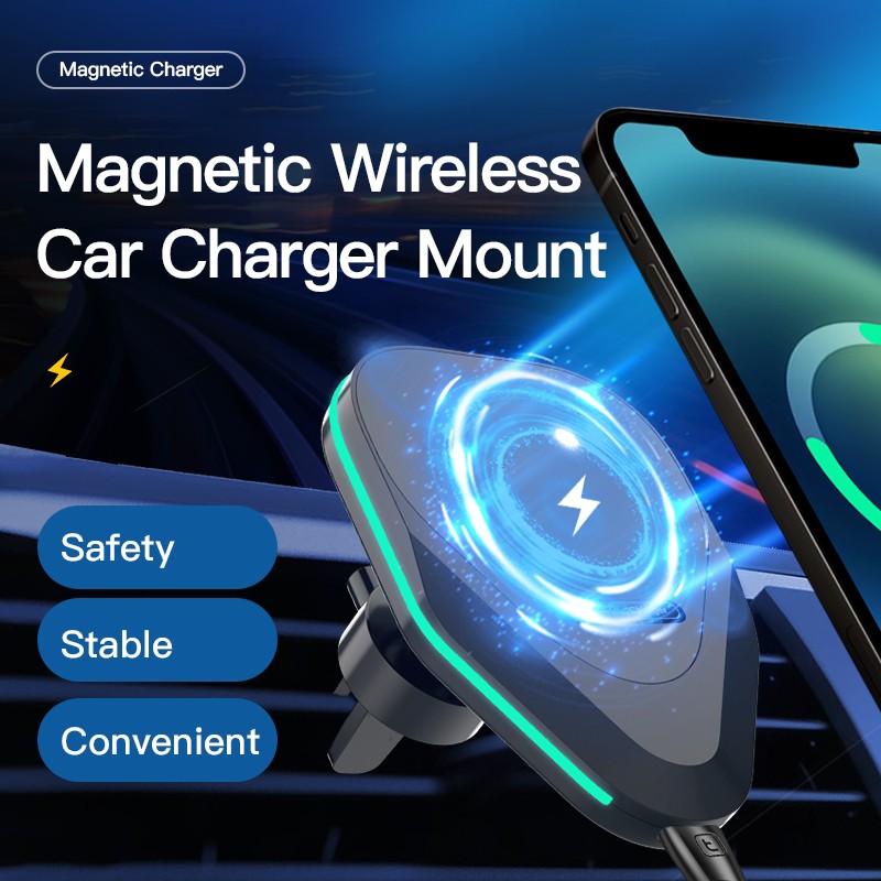 100W Magnetic Wireless Car Charger Air Vent Mount - Fast Charging Phone Holder for iPhone 12, 13, 14, 14 Pro Max/Mini