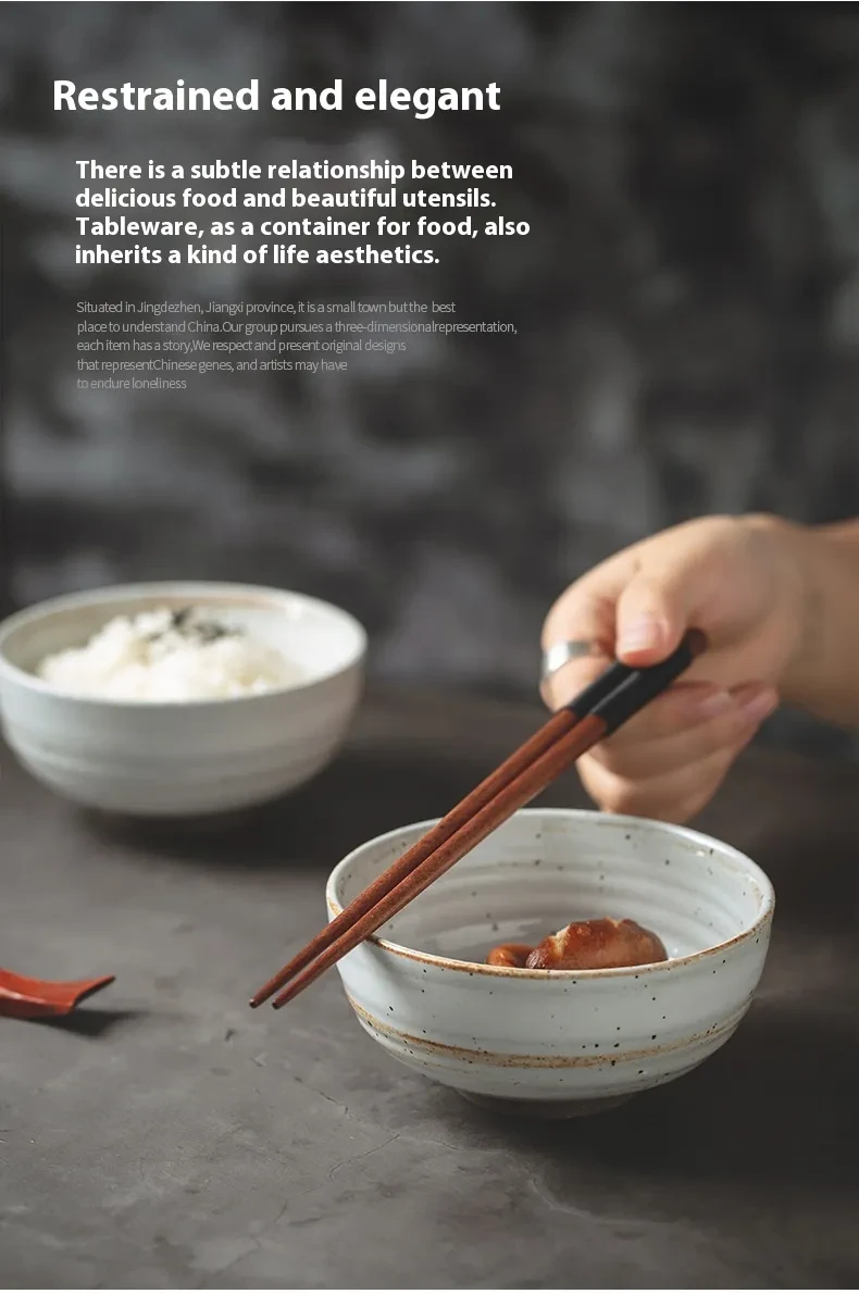 Ceramic Tableware 5-inch Household Rice Retro Small Soup Eating Bowl