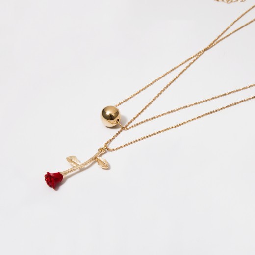 Rose solid geometric necklace
