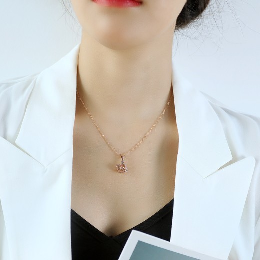 Cross Rose Gold Plated Clavicle Chain