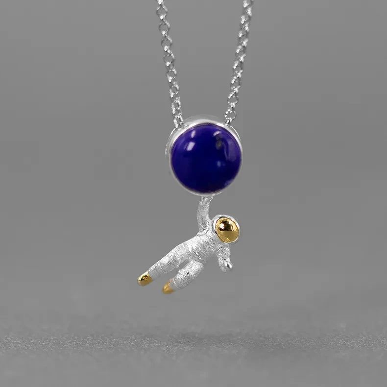 Sterling Silver Astronaut Pendant Necklace