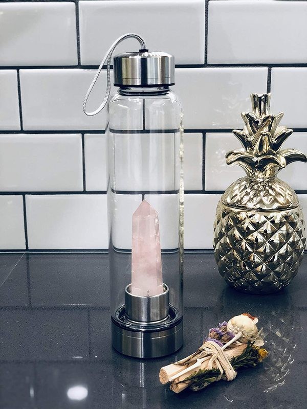 Crystal Water Bottle Rose Quartz