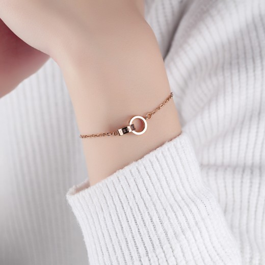Digital Double Ring Ring Rose Gold Bracelet