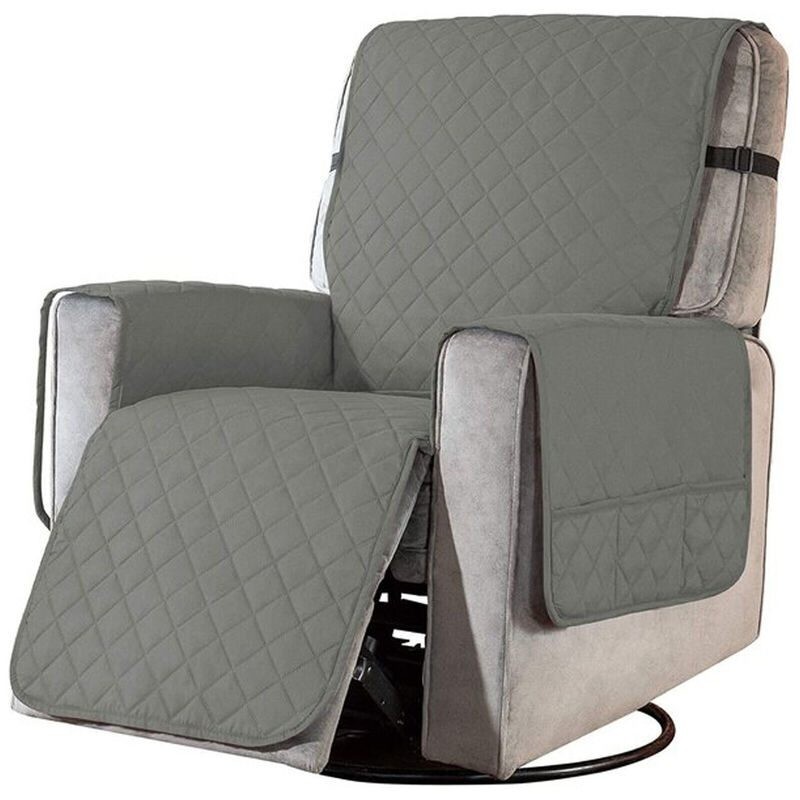 Recliner Chair Cover with Armrest Organiser Grey