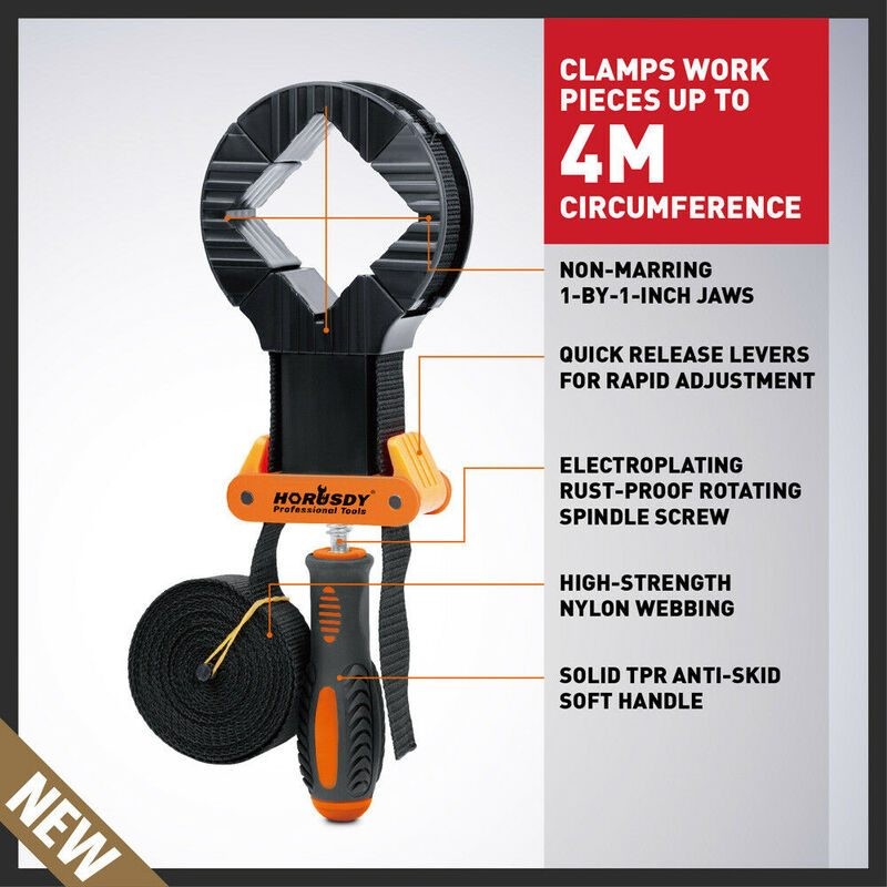 HORUSDY Adjustable Picture Frame Strap Rapid Corner Clamp