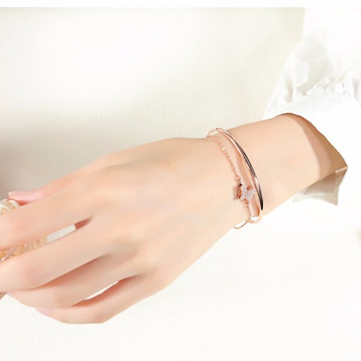 Ladies Copper Plated Rose Gold Diamond Bracelet