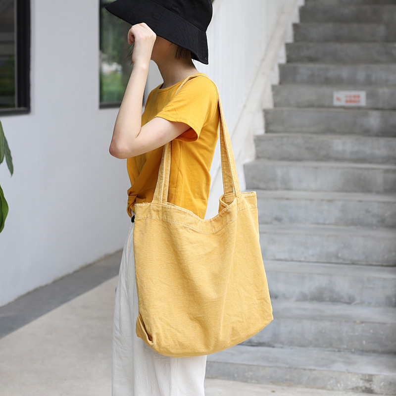 Tote Bag Casual Large-Capacity Canvas Bag Solid Color