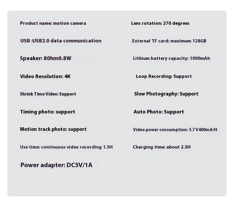 4K HD Anti Shake Pocket Sports Camera Mini