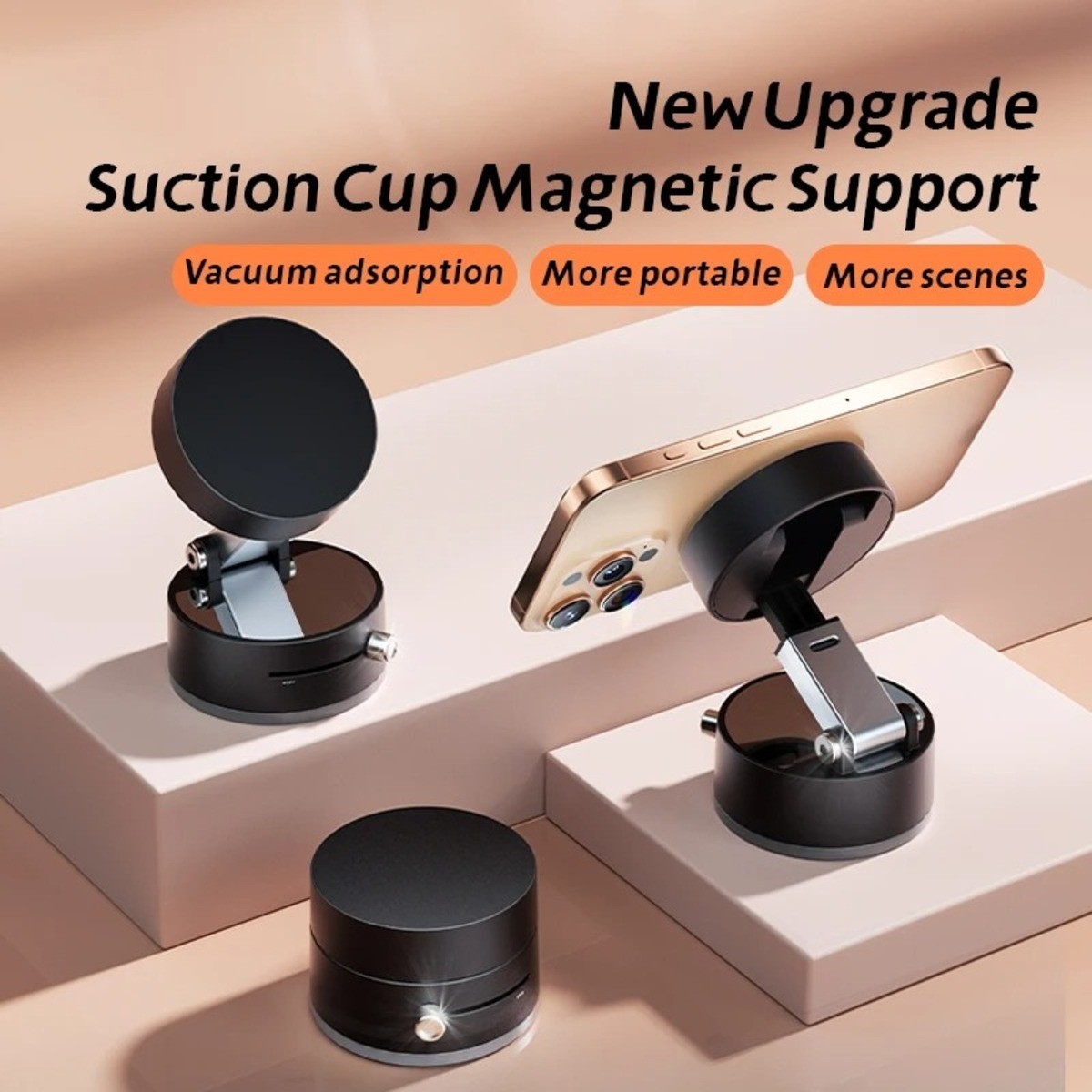 Ultra Magnetic Phone Holder Foldable Car Phone Mount Dashboard Phone Bracket 360 Degree Rotation Vacuum Suction Cup GPS Stand