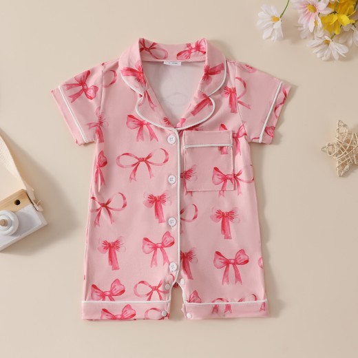 Printed Fashion Personalized Girls' Bow Jumpsuit