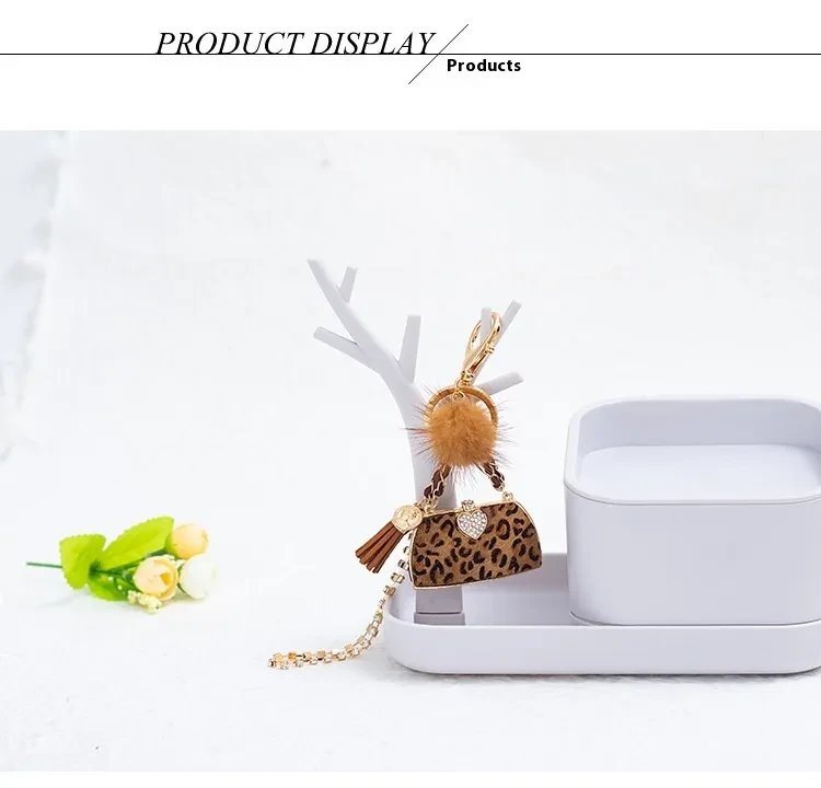 Personalized Leopard Print Handbag Key Ring Pendants