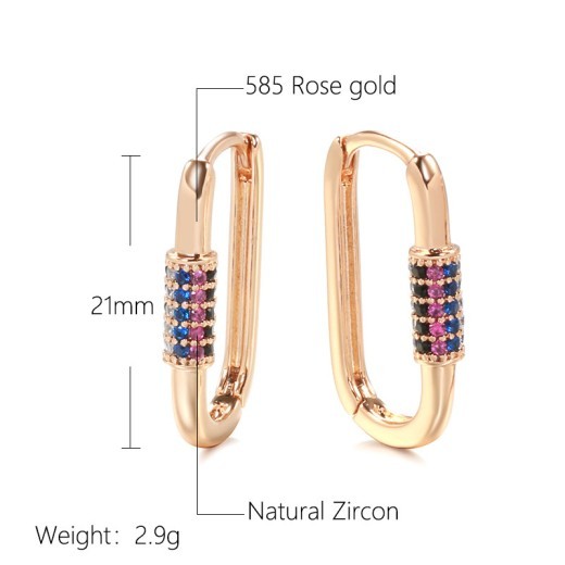 Colorful Zircon Fashion Rose Gold Earrings