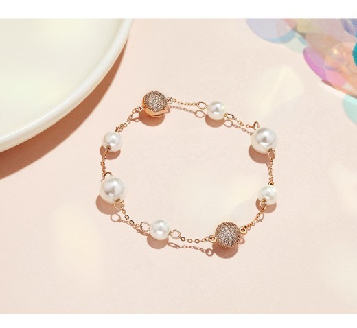 Austrian pearl rose gold magnetic buckle bracelet