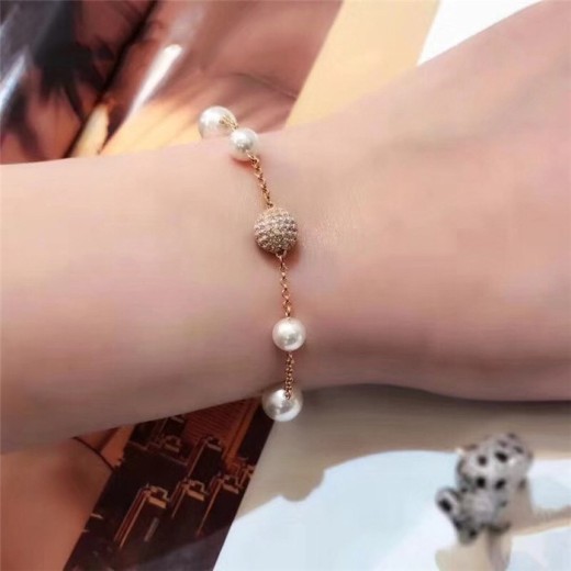 Austrian pearl rose gold magnetic buckle bracelet