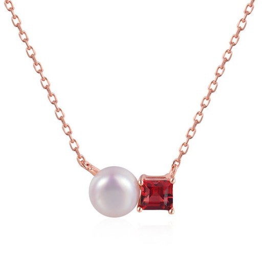 Women's natural pearl garnet rose gold jewelry
